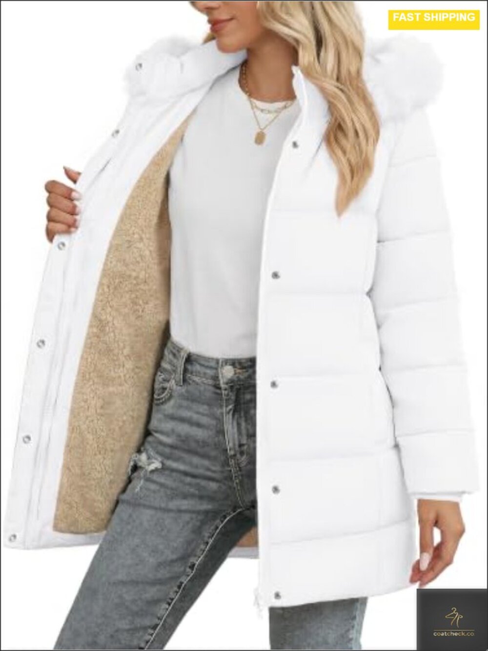 Women's Long Winter Puffer Coat Fleece Lined Hooded Parka